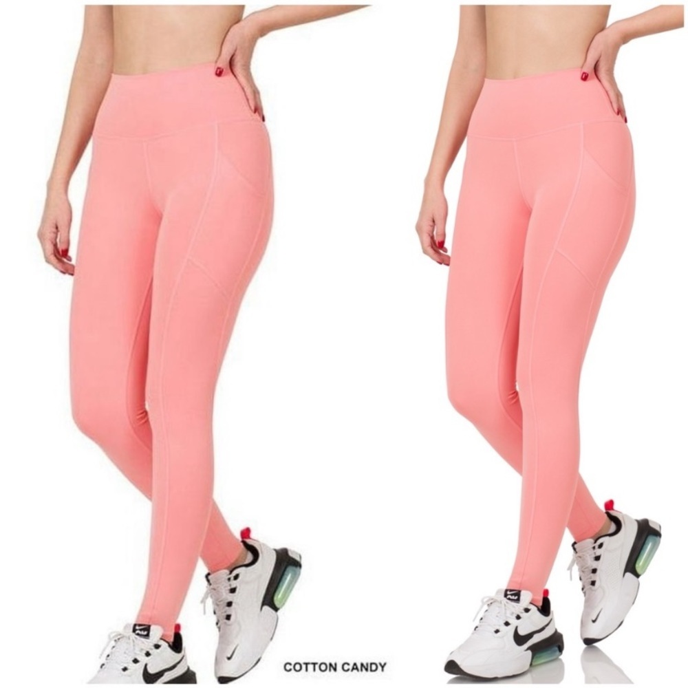Zenana Wide Waistband Full Length Leggings. Size M